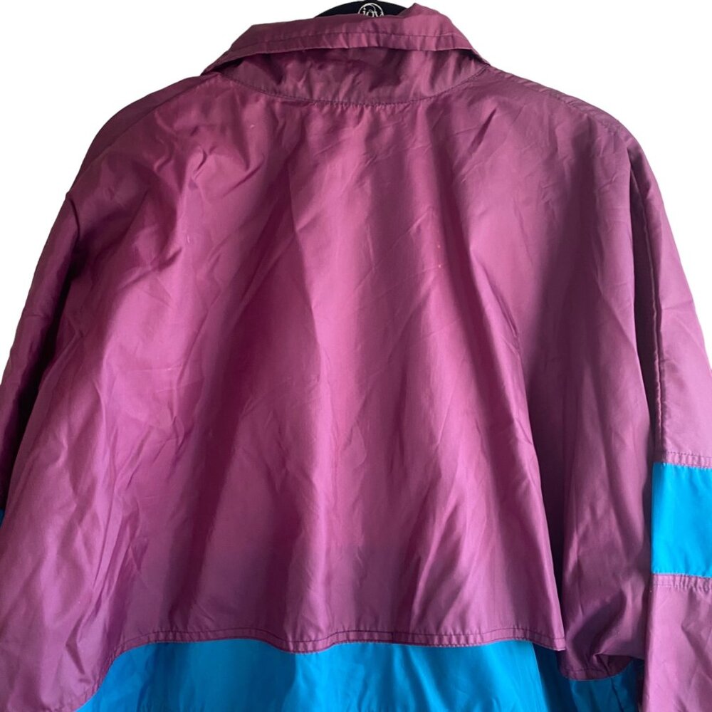 Vintage 90s Golfsmith Golf Nylon Men Windbreaker Jacket Purple Teal Green Vented - Picture 9 of 15